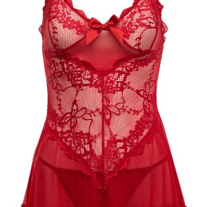 Oh La La Cheri - Valentine Babydoll Plus - 3X/4X - Red