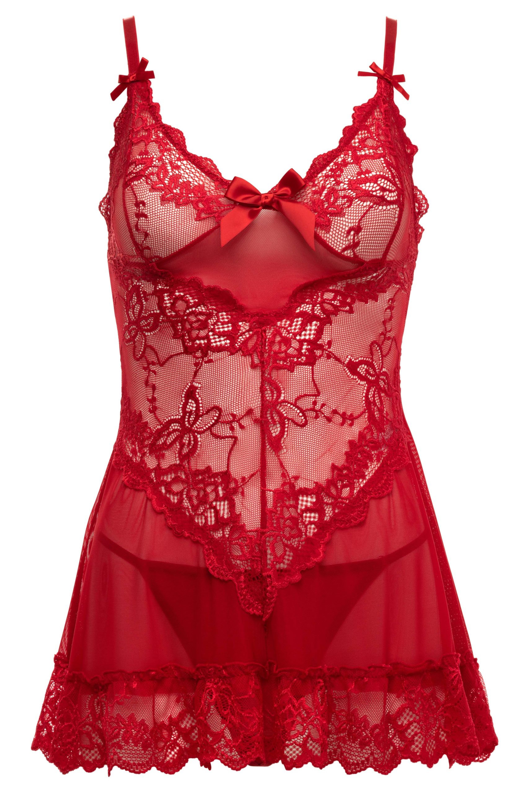 Oh La La Cheri - Valentine Babydoll Plus - 3X/4X - Red